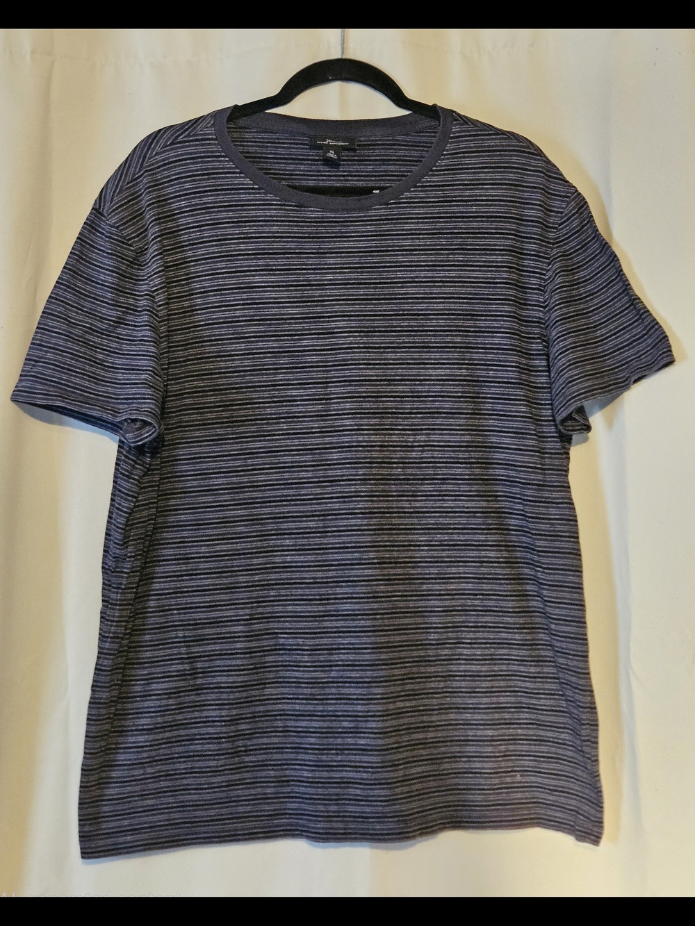 Marc Anthony Navy and Black Striped Crewneck Tee